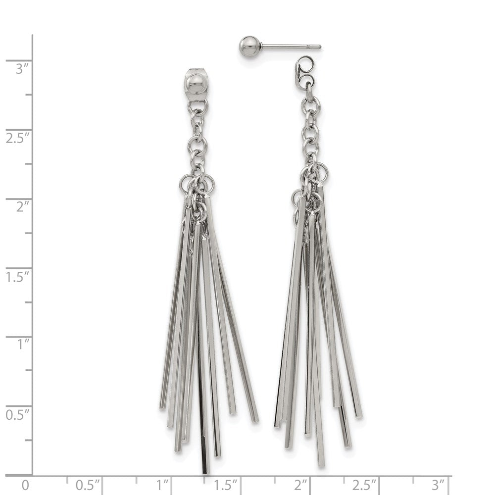 Stainless Steel Polished Multi Bar Front & Back Post Dangle Earrings