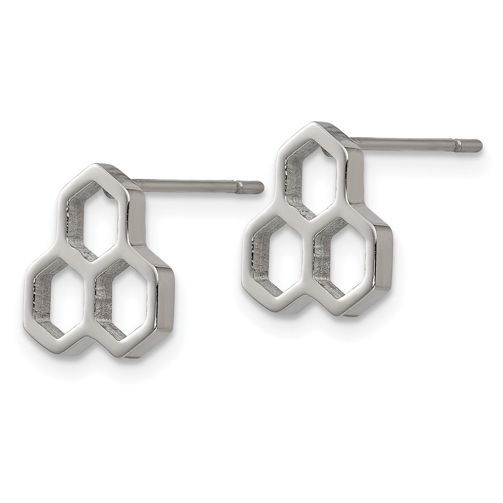 Stainless Steel Polished Honeycomb Post Earrings