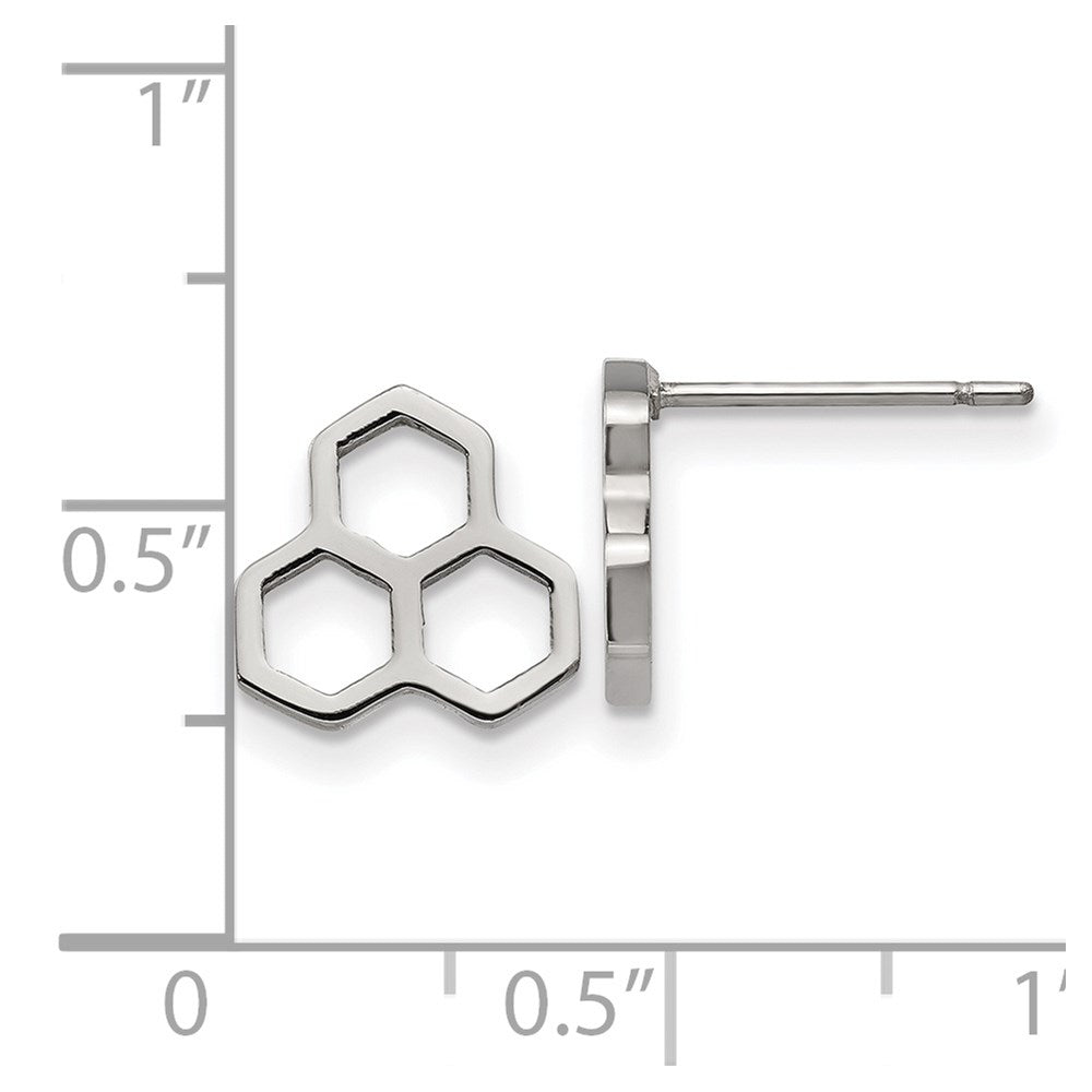 Stainless Steel Polished Honeycomb Post Earrings