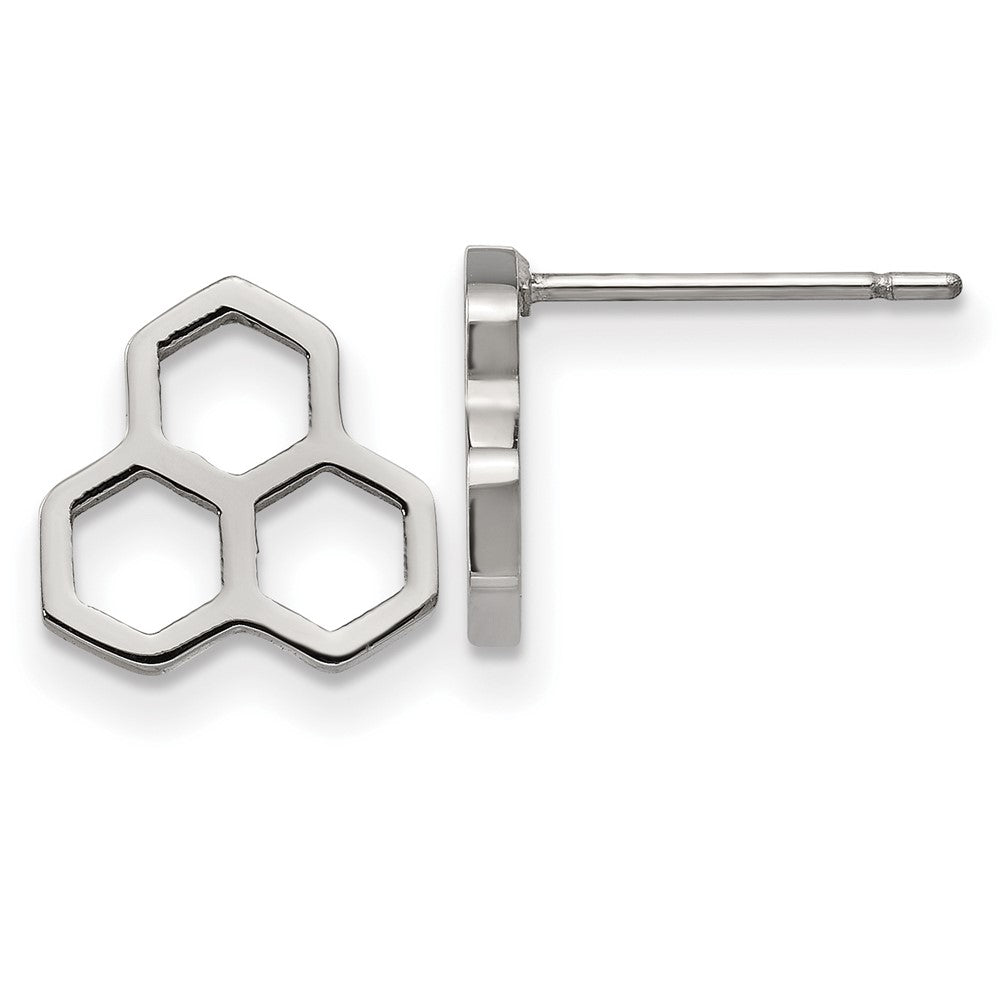 Stainless Steel Polished Honeycomb Post Earrings