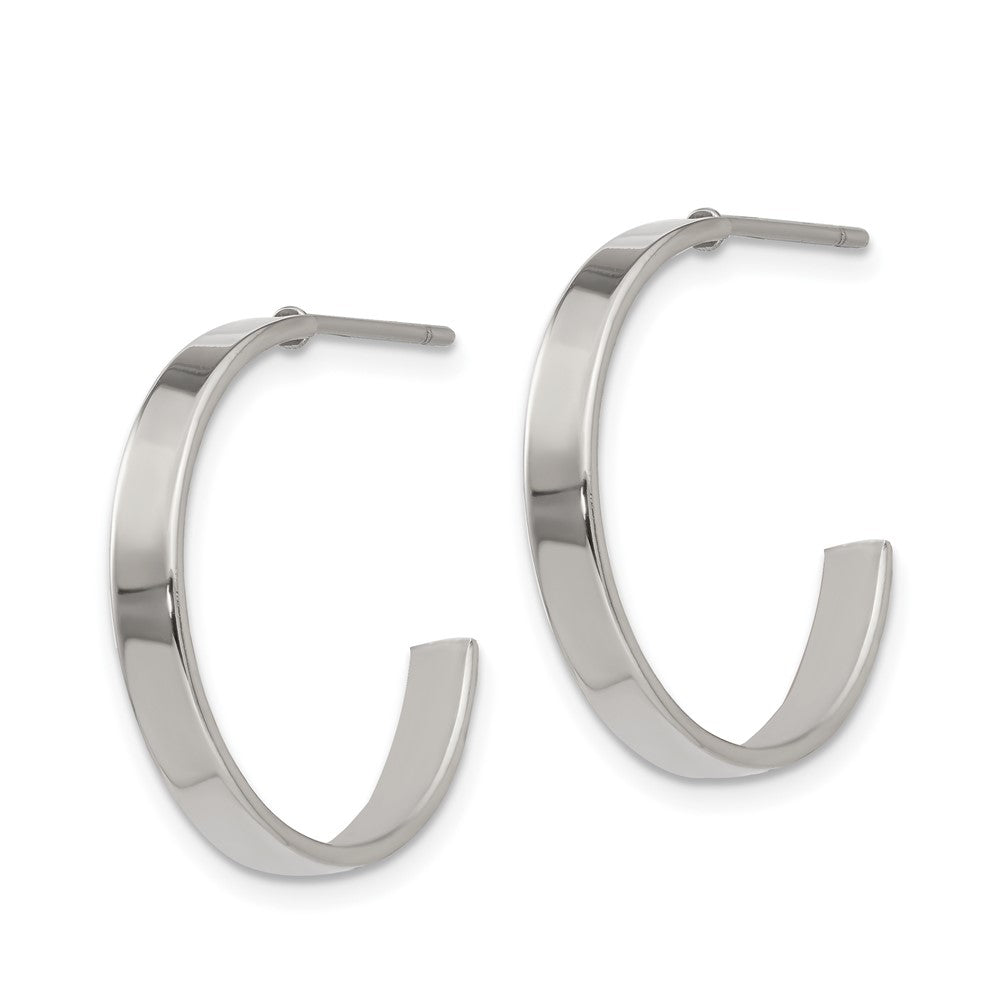 Stainless Steel Polished 20mm Diameter J Hoop Post Earrings