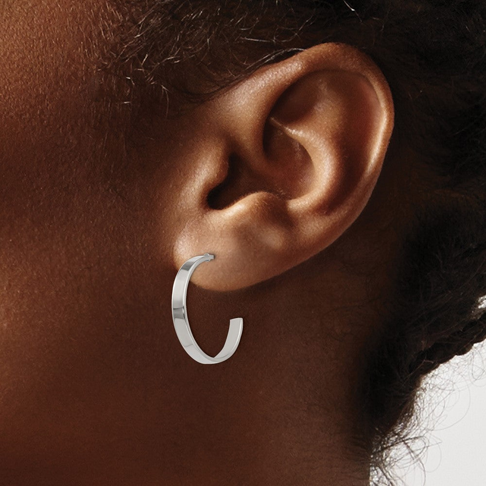 Stainless Steel Polished 20mm Diameter J Hoop Post Earrings