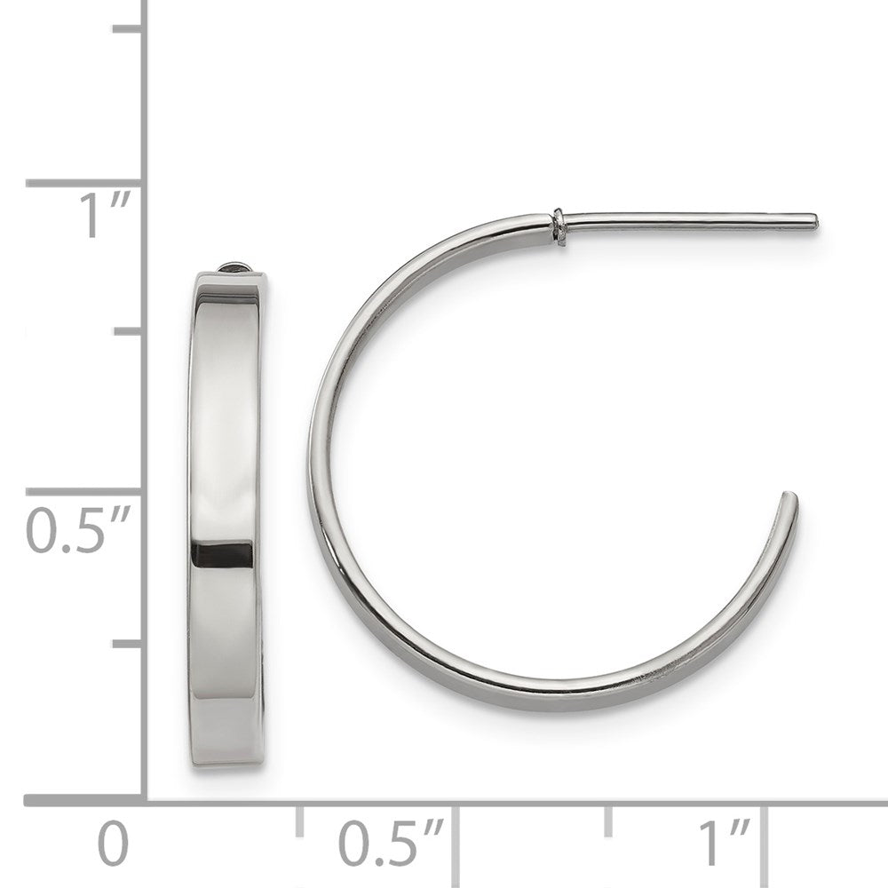Stainless Steel Polished 20mm Diameter J Hoop Post Earrings