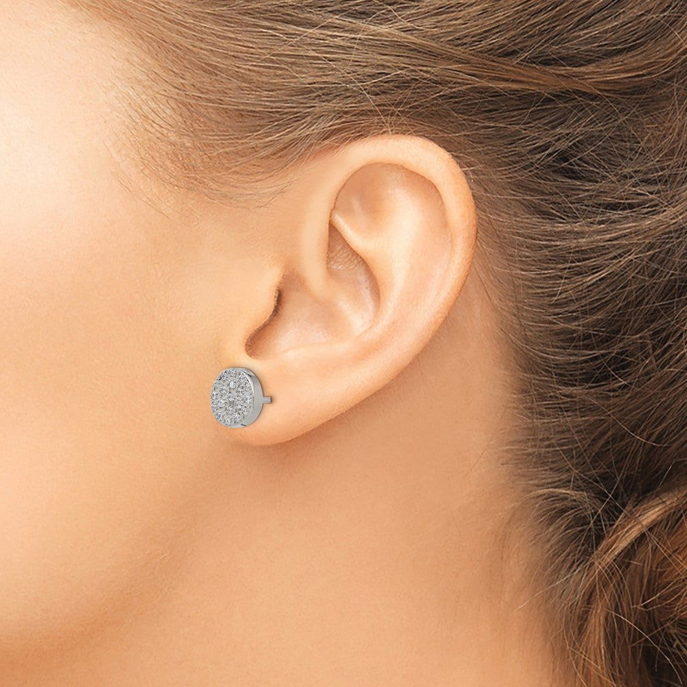 Stainless Steel Polished with CZ Post Earrings