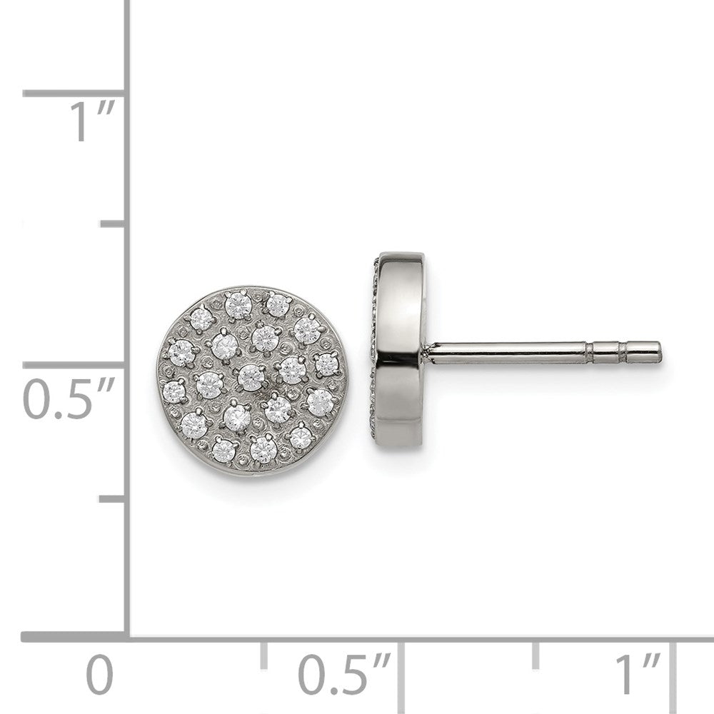 Stainless Steel Polished with CZ Post Earrings