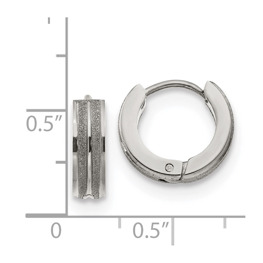Stainless Steel Polished Laser cut 4mm Hinged Hoop Earrings