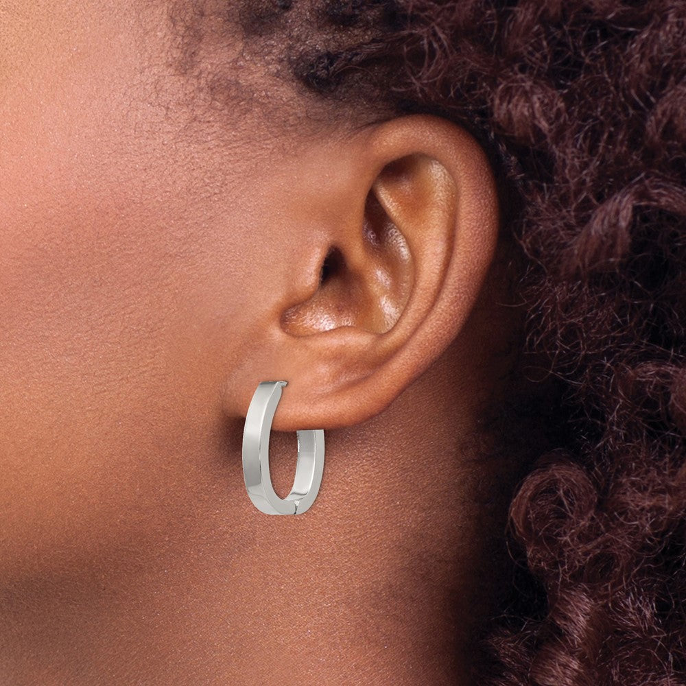 Stainless Steel Polished 4mm Hinged Hoop Earrings
