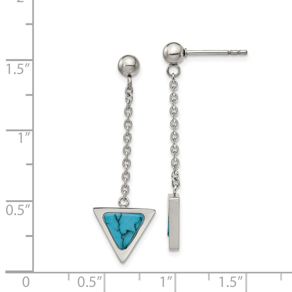 Stainless Steel Polished w/Reconstructed Howlite Post Dangle Earring