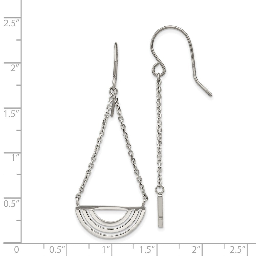 Stainless Steel Polished Dangle Shepherd Hook Earrings