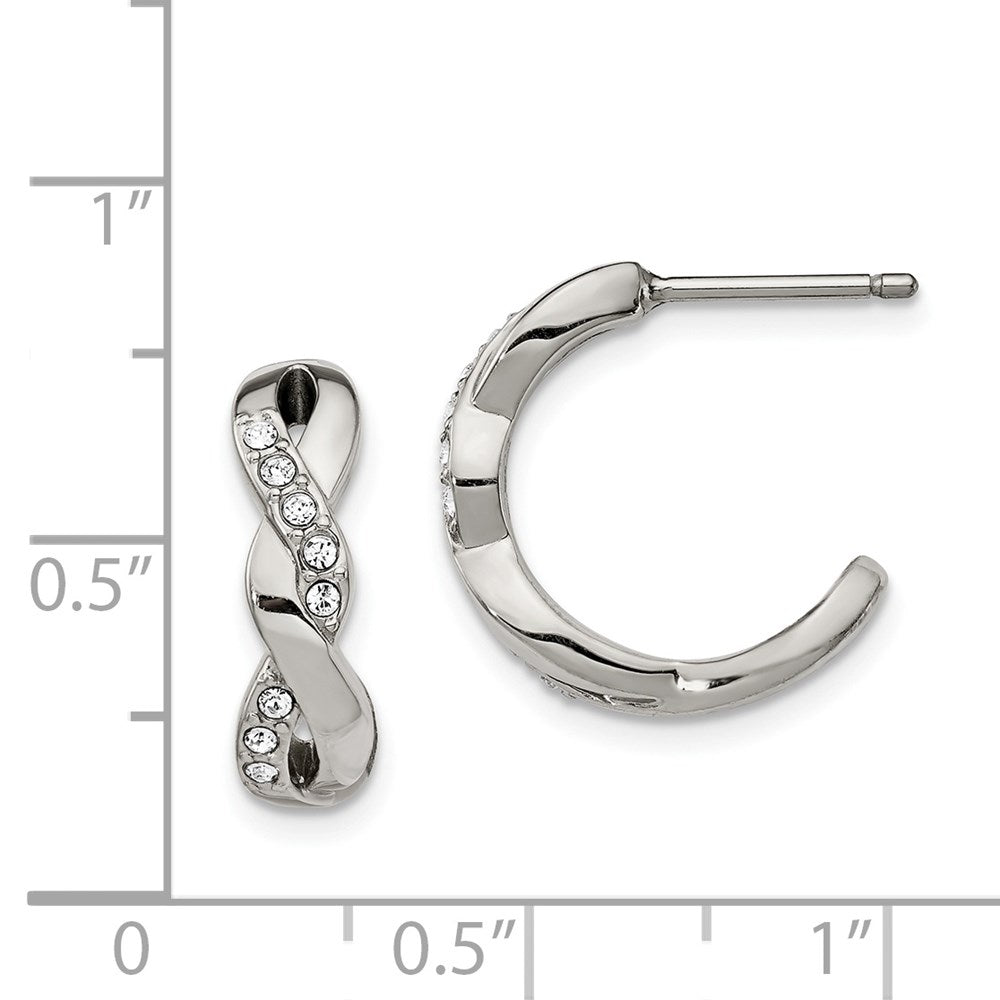 Stainless Steel Polished with Swarovski Crystals Post Hoop Earrings