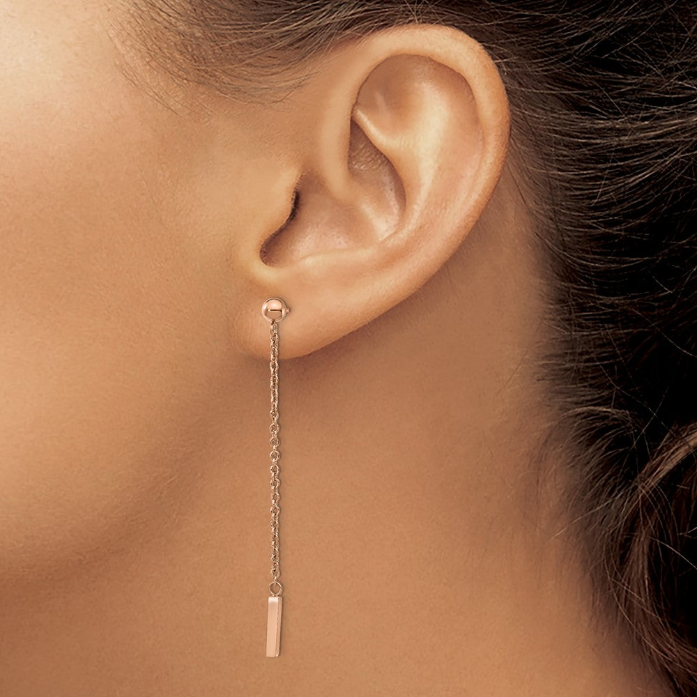Stainless Steel Polished Rose IP-plated Post Dangle Earrings