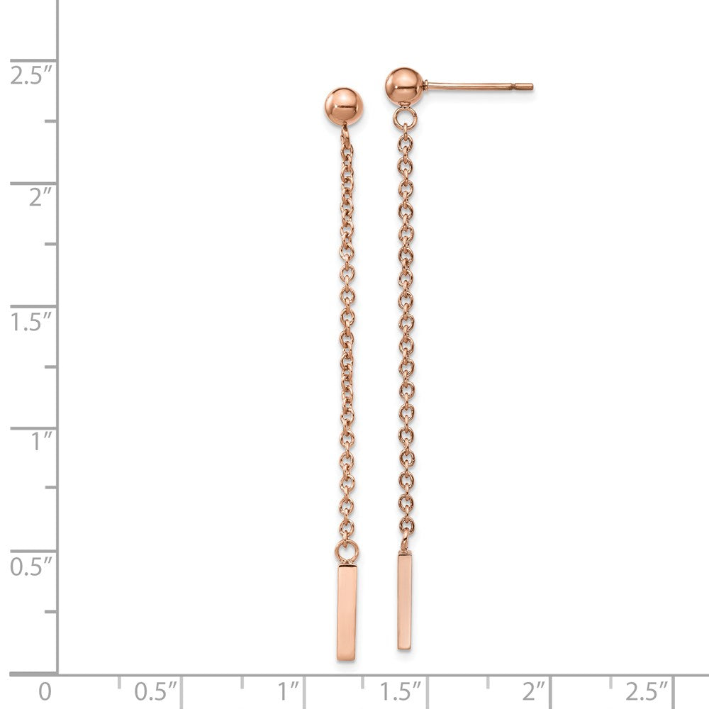 Stainless Steel Polished Rose IP-plated Post Dangle Earrings