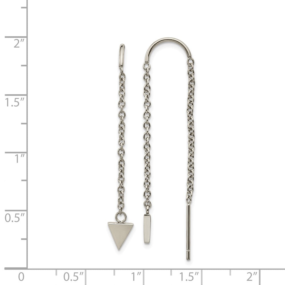 Stainless Steel Polished Triangle Dangle Threader Earrings