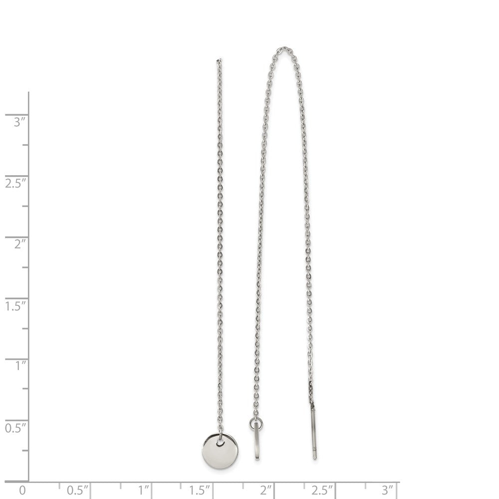 Stainless Steel Polished Disc Dangle Threader Earrings