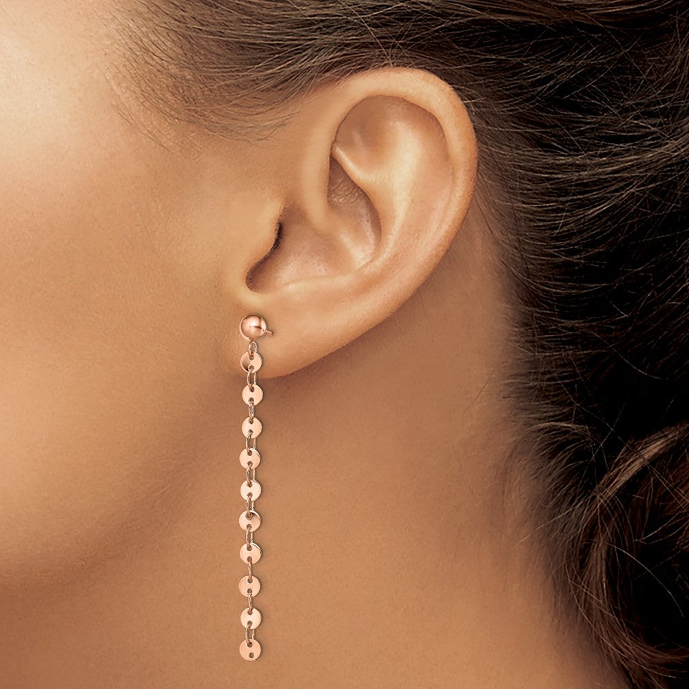Stainless Steel Polished Rose IP-plated Post Dangle Earrings