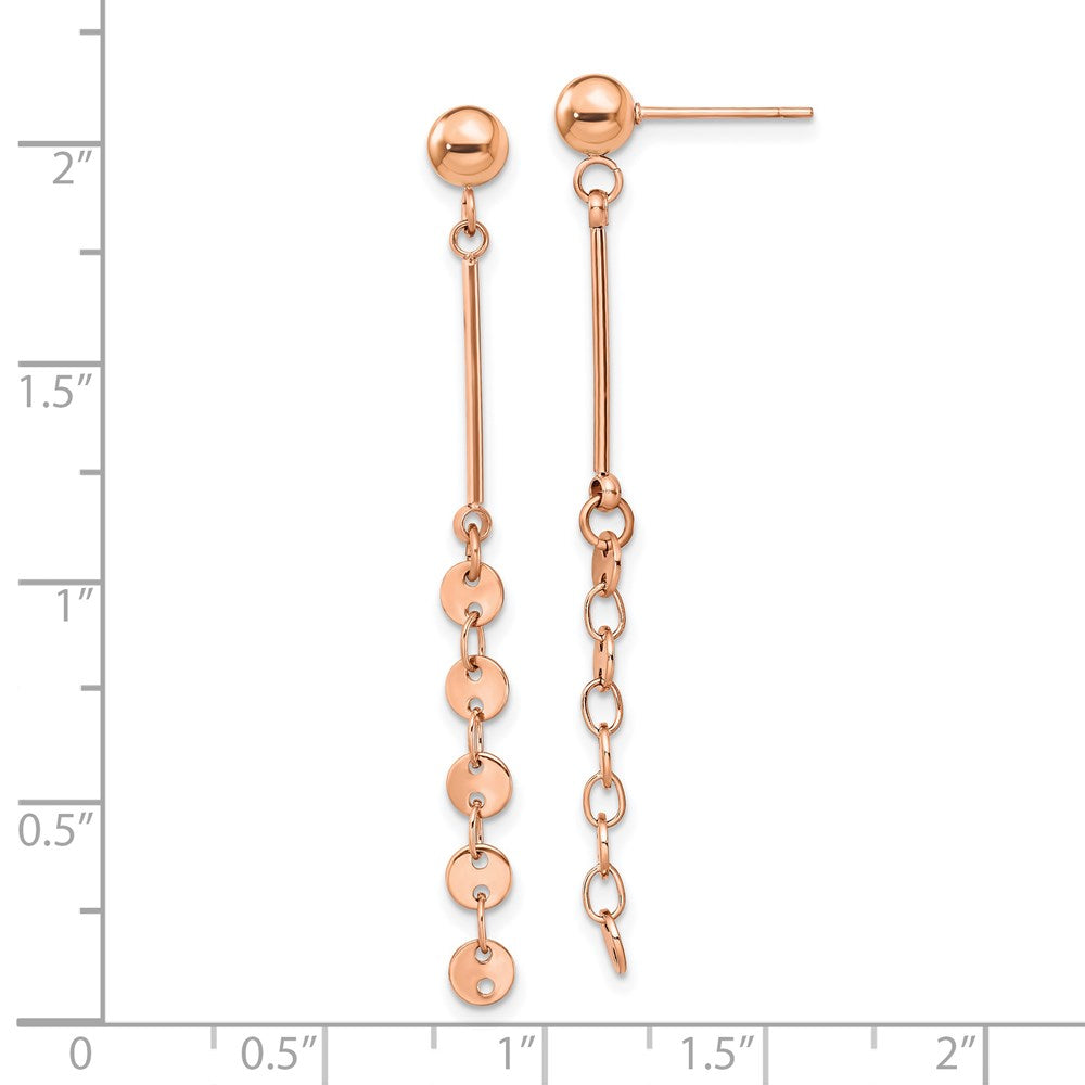 Stainless Steel Polished Rose IP-plated Post Dangle Earrings