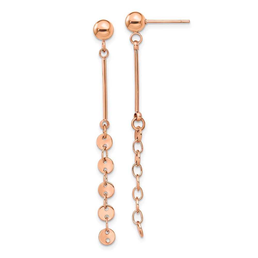 Stainless Steel Polished Rose IP-plated Post Dangle Earrings