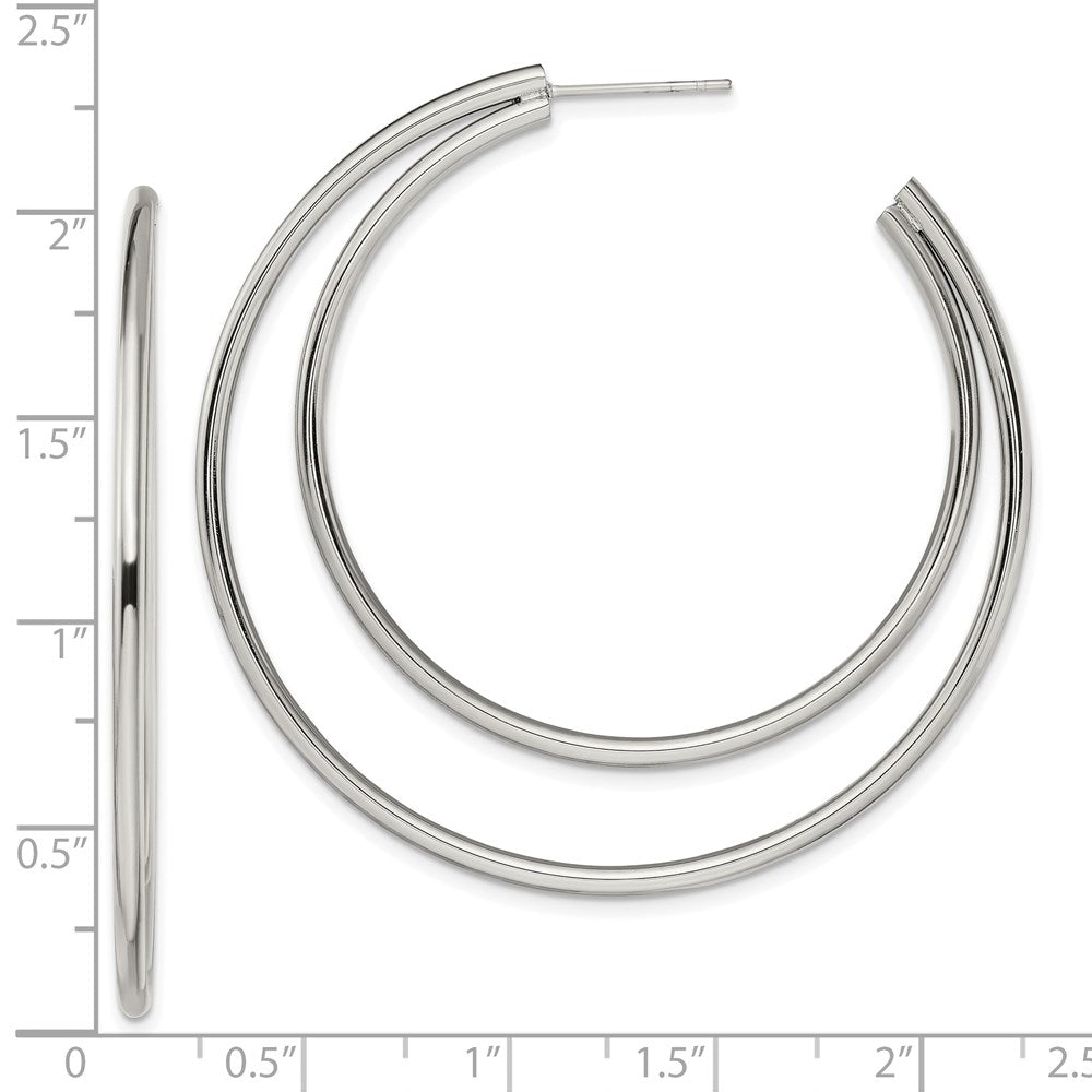 Stainless Steel Polished Post Hoop Earrings