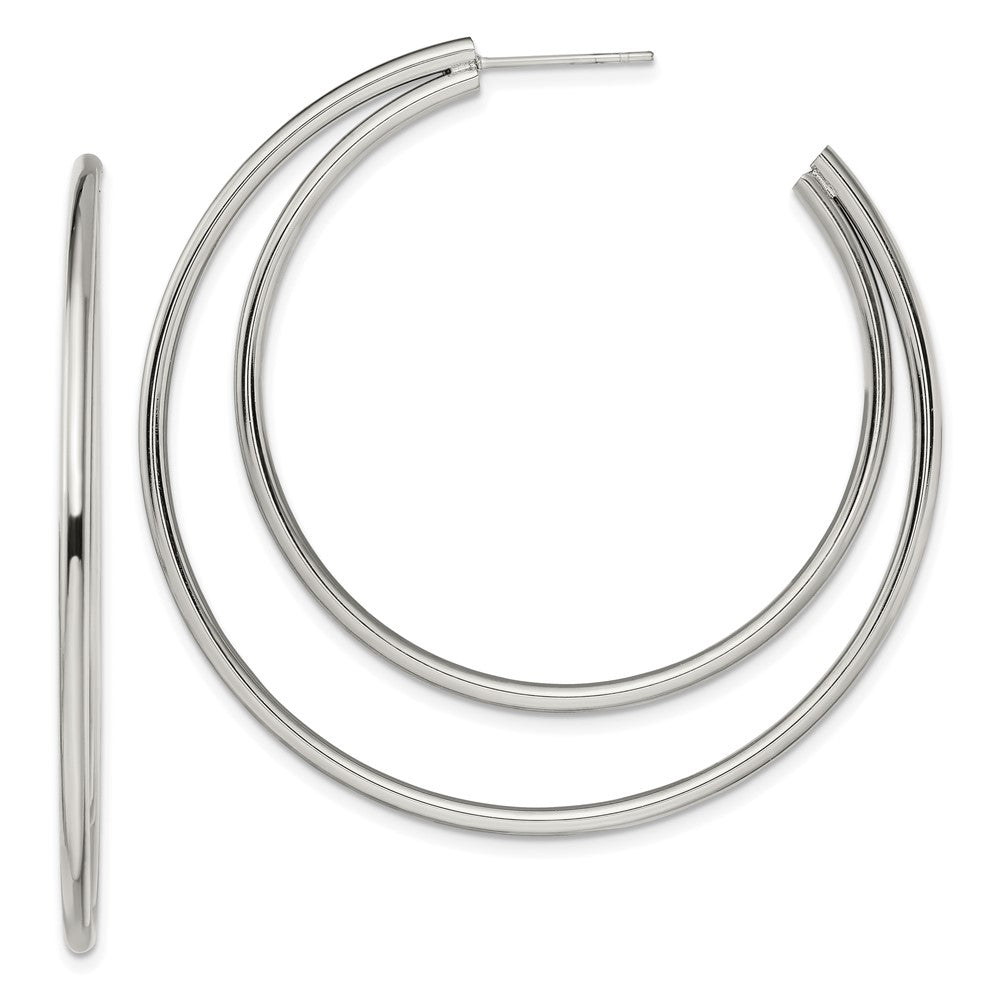 Stainless Steel Polished Post Hoop Earrings