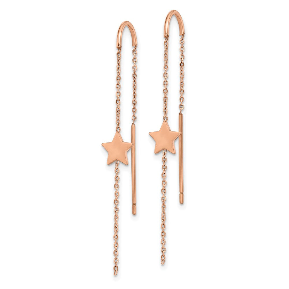 Stainless Steel Polished Rose IP-plated Star Threader Earrings