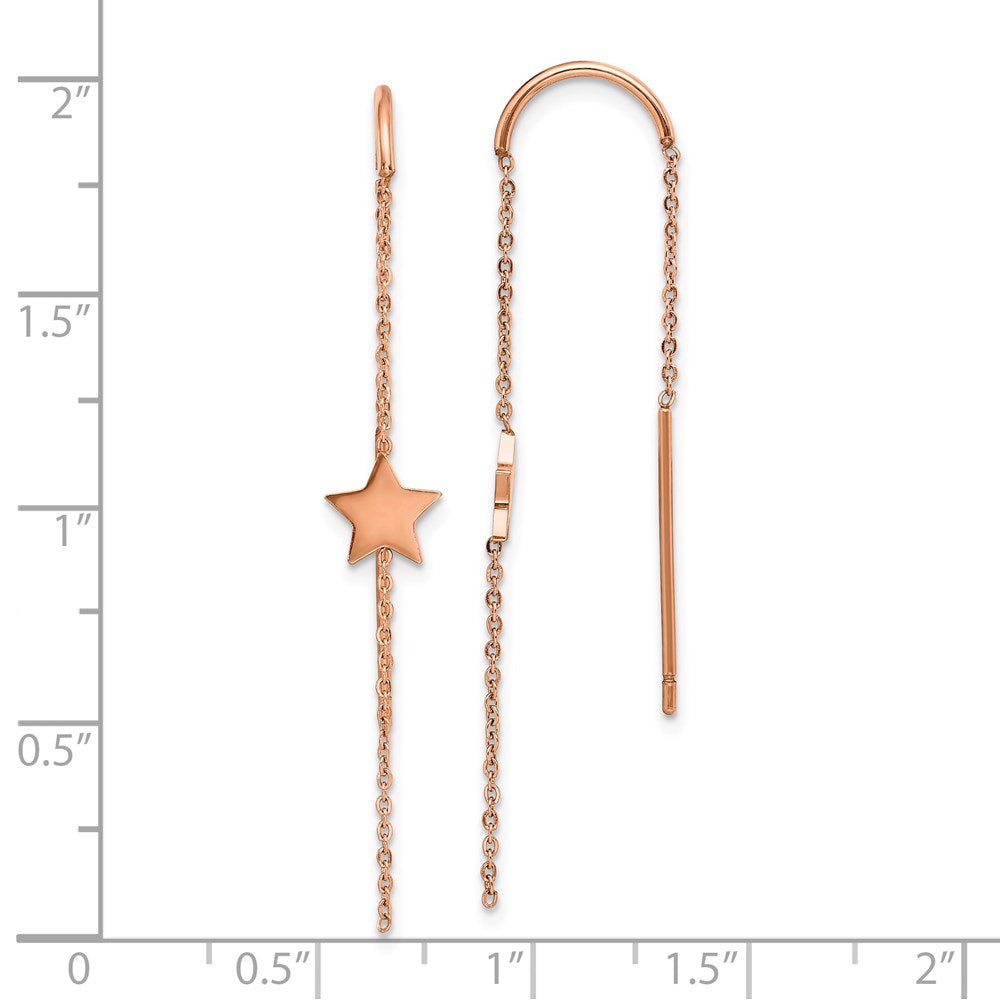 Stainless Steel Polished Rose IP-plated Star Threader Earrings
