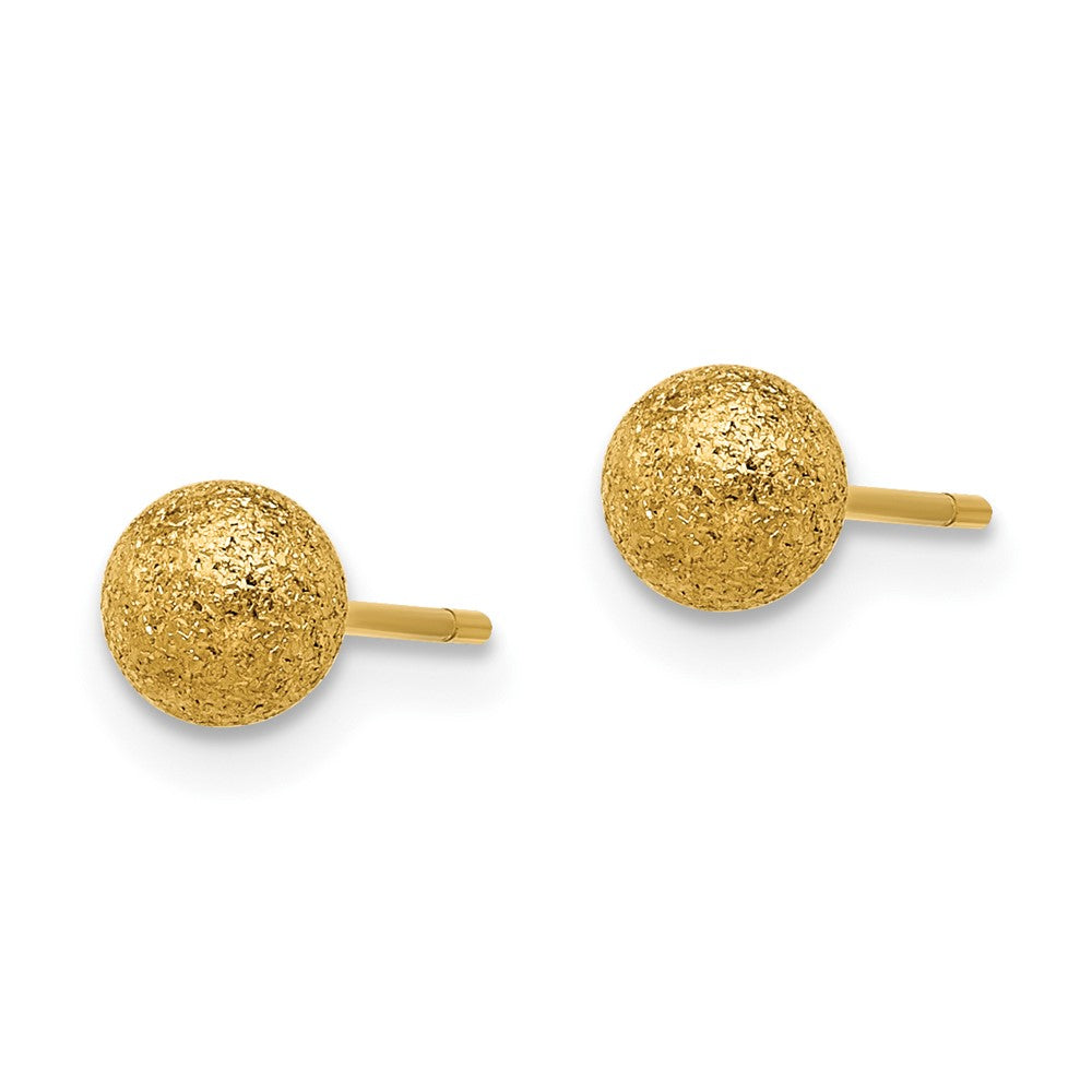 Stainless Steel Polished Laser cut Yellow IP-plated 5mm Ball Post Earrings