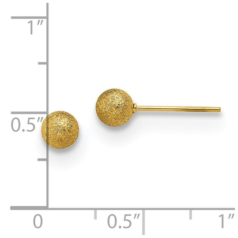 Stainless Steel Polished Laser cut Yellow IP-plated 5mm Ball Post Earrings