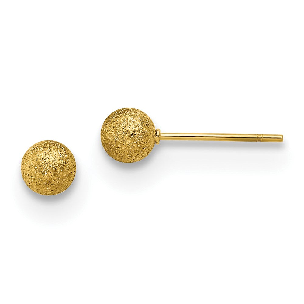 Stainless Steel Polished Laser cut Yellow IP-plated 5mm Ball Post Earrings