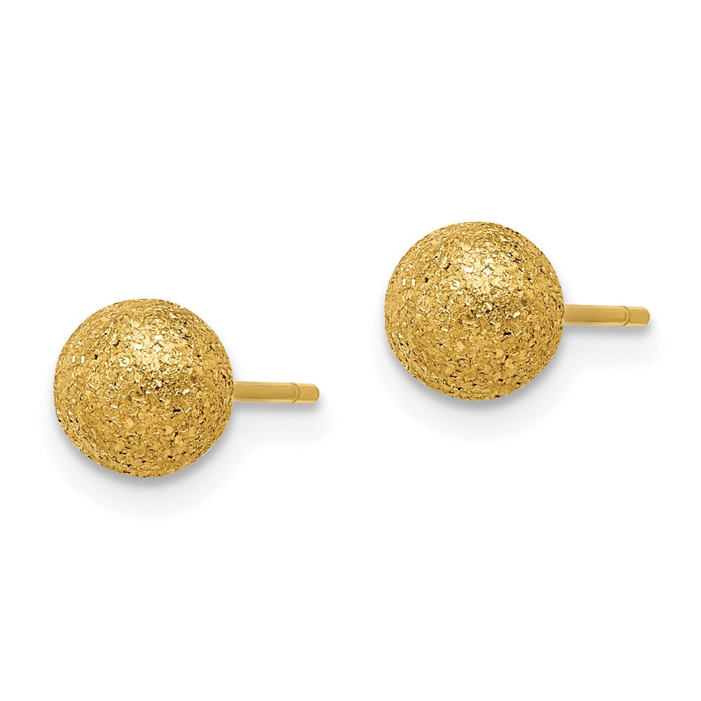 Stainless Steel Polished Laser cut Yellow IP-plated 6mm Ball Post Earrings