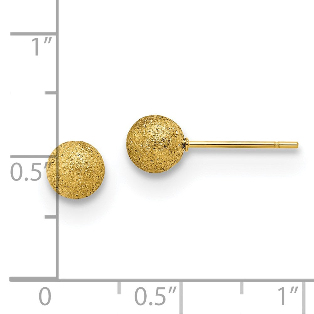 Stainless Steel Polished Laser cut Yellow IP-plated 6mm Ball Post Earrings