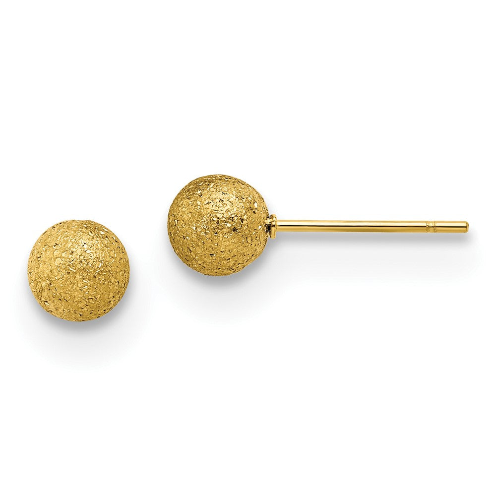 Stainless Steel Polished Laser cut Yellow IP-plated 6mm Ball Post Earrings