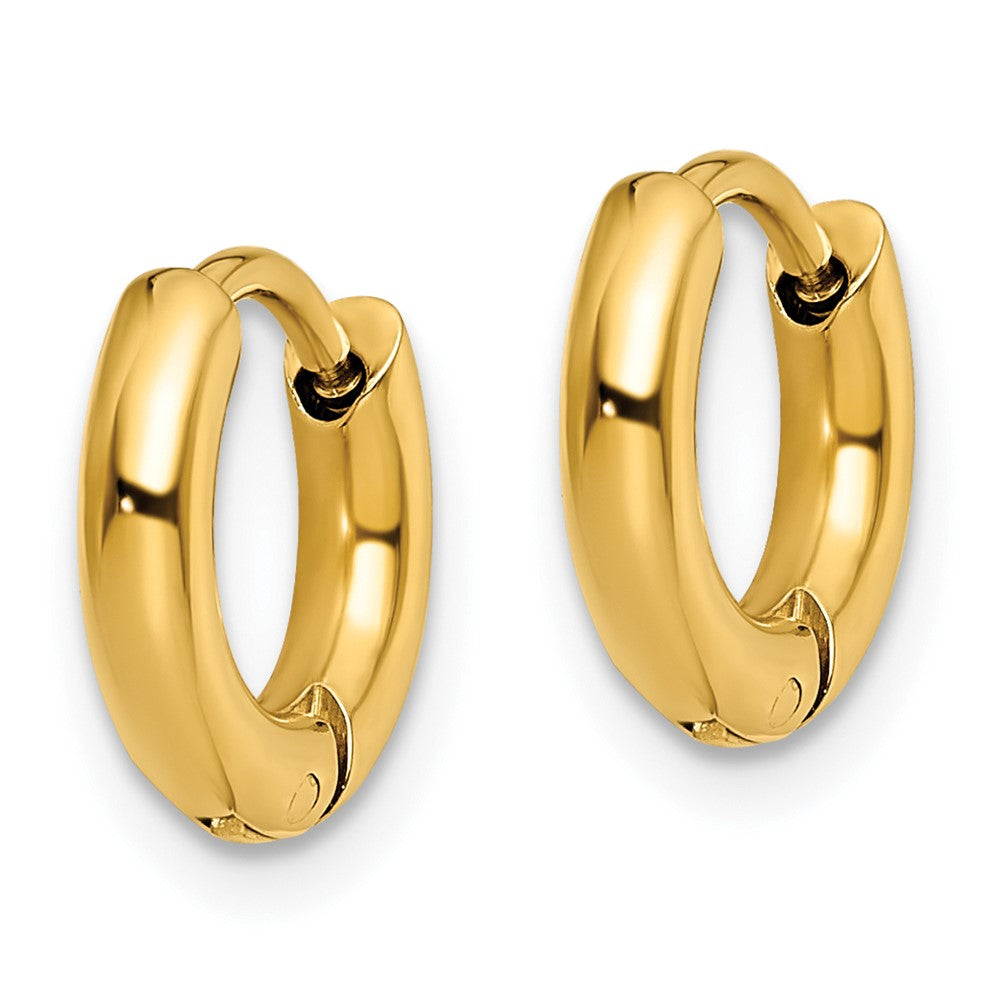 Stainless Steel Polished Yellow IP-plated 2.5mm Hinged Hoop Earrings
