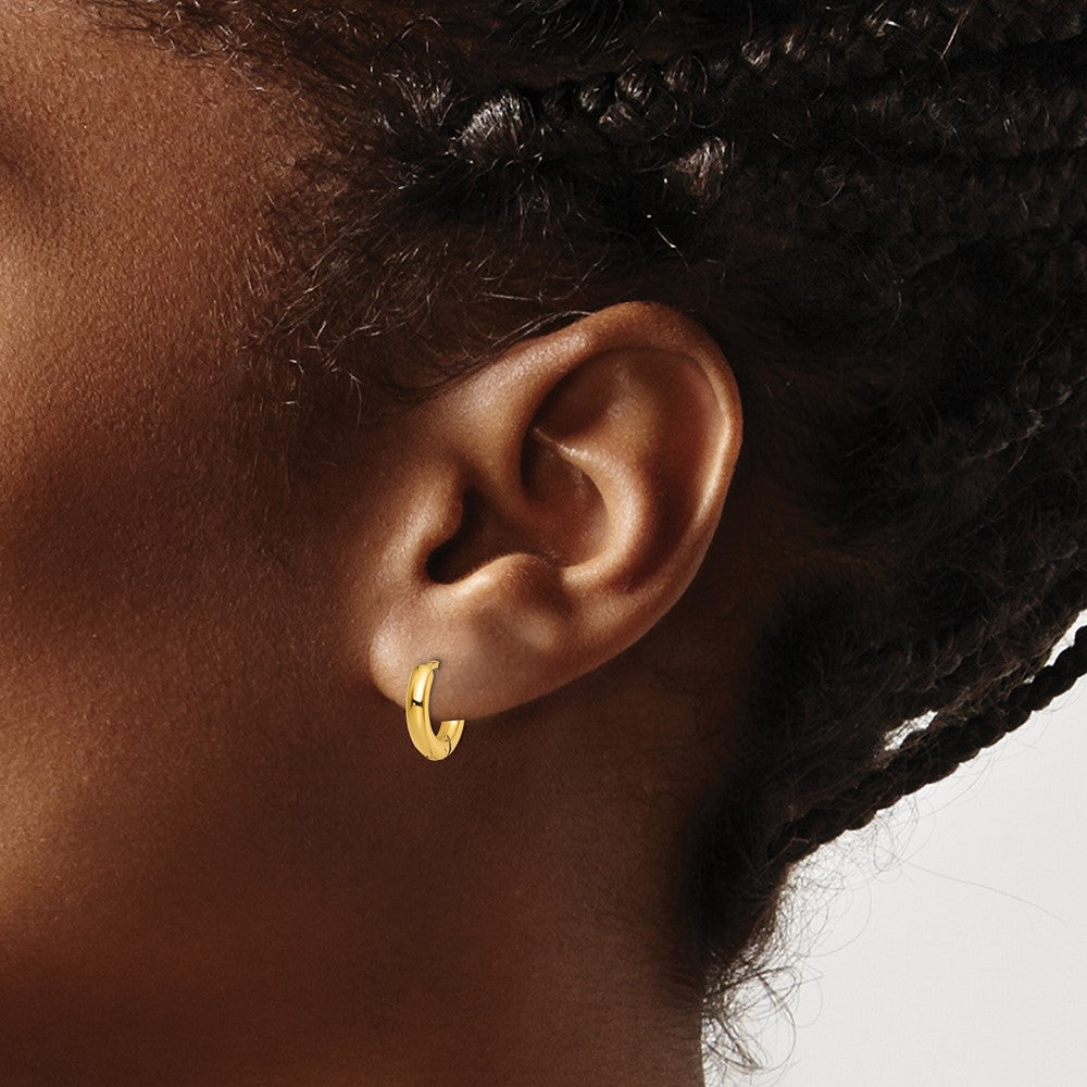 Stainless Steel Polished Yellow IP-plated 2.5mm Hinged Hoop Earrings