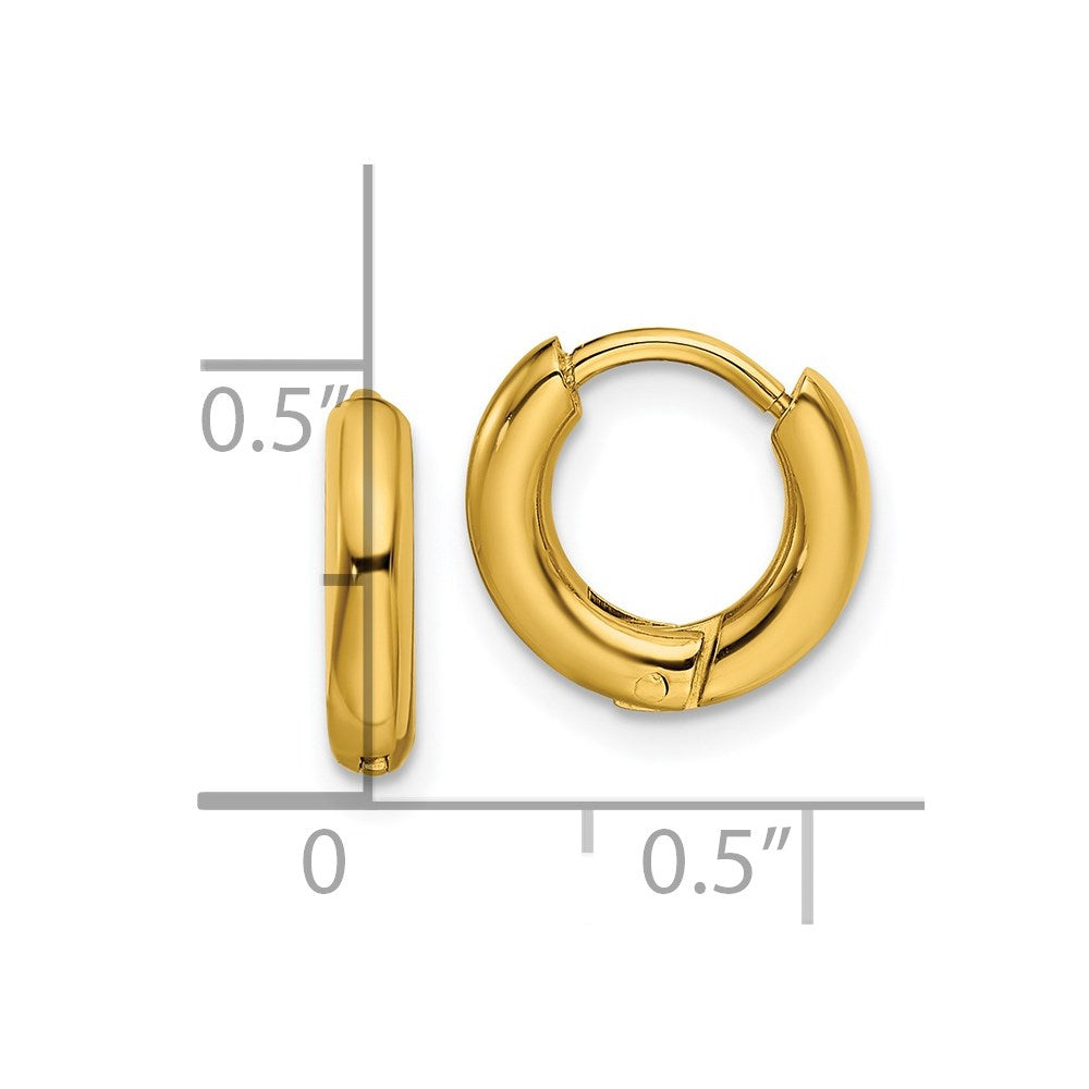 Stainless Steel Polished Yellow IP-plated 2.5mm Hinged Hoop Earrings