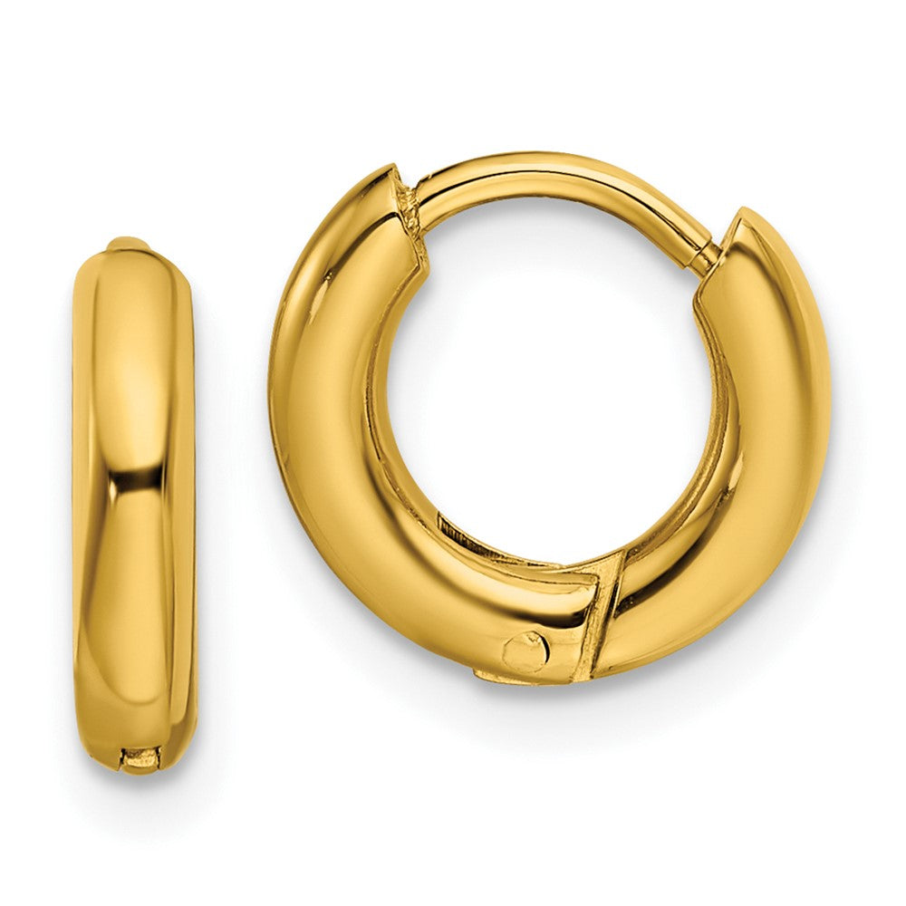 Stainless Steel Polished Yellow IP-plated 2.5mm Hinged Hoop Earrings