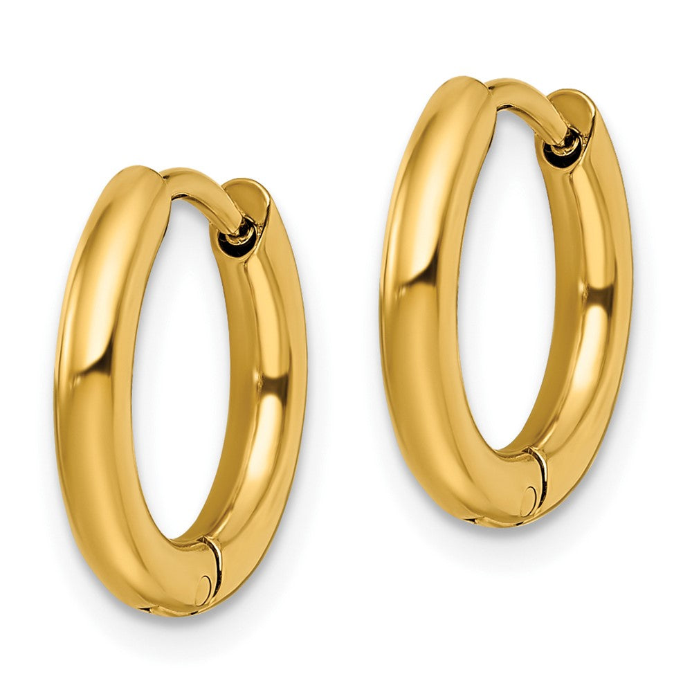 Stainless Steel Polished Yellow IP-plated 2.5mm Hinged Hoop Earrings