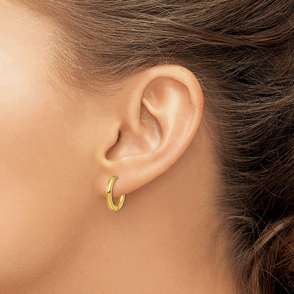 Stainless Steel Polished Yellow IP-plated 2.5mm Hinged Hoop Earrings