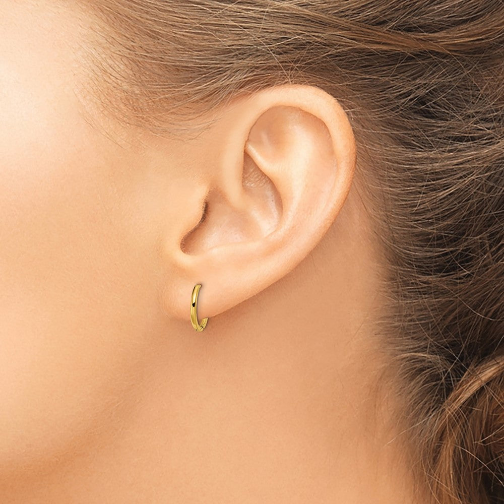 Stainless Steel Polished Yellow IP-plated 1.6mm Hinged Hoop Earrings