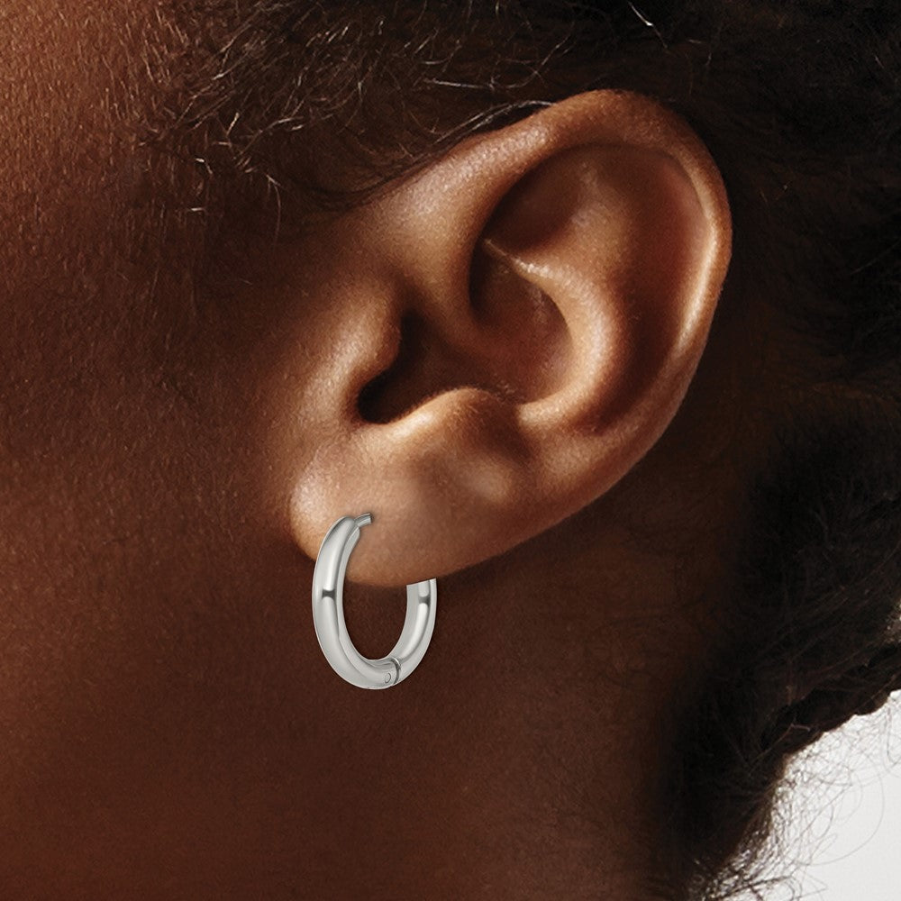 Stainless Steel Polished 3mm Hinged Hoop Earrings
