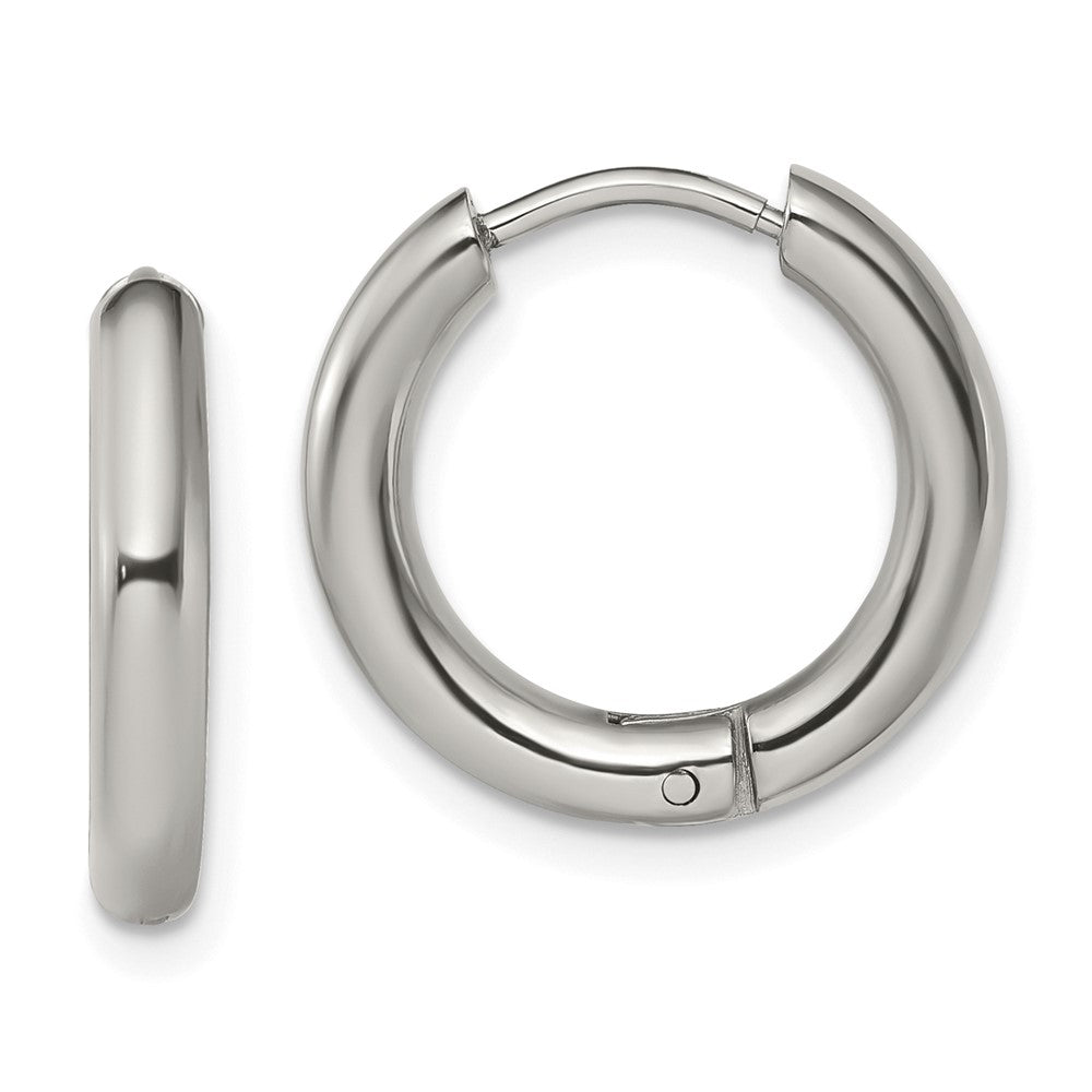 Stainless Steel Polished 3mm Hinged Hoop Earrings – TreasureFineJeweler