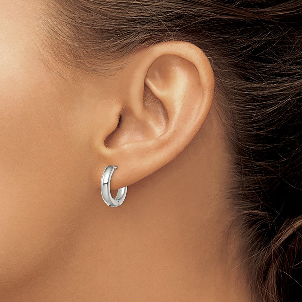 Stainless Steel Polished 3.5mm Hinged Hoop Earrings