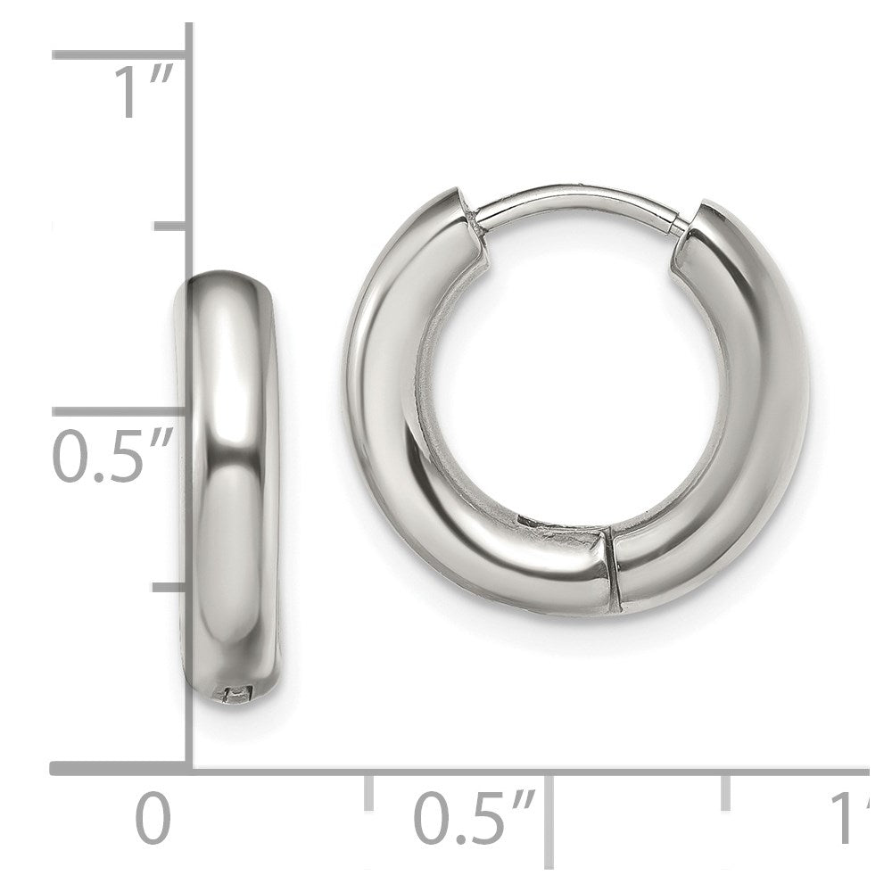 Stainless Steel Polished 3.5mm Hinged Hoop Earrings