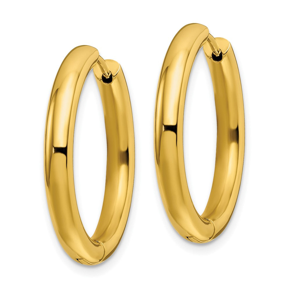 Stainless Steel Polished Yellow IP-plated 3.5mm Hinged Hoop Earrings