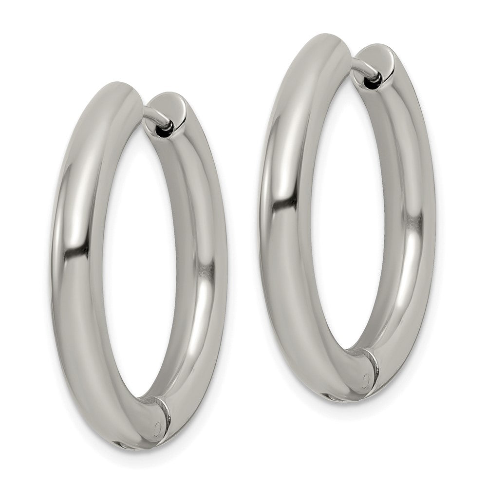 Stainless Steel Polished 4mm Hinged Hoop Earrings
