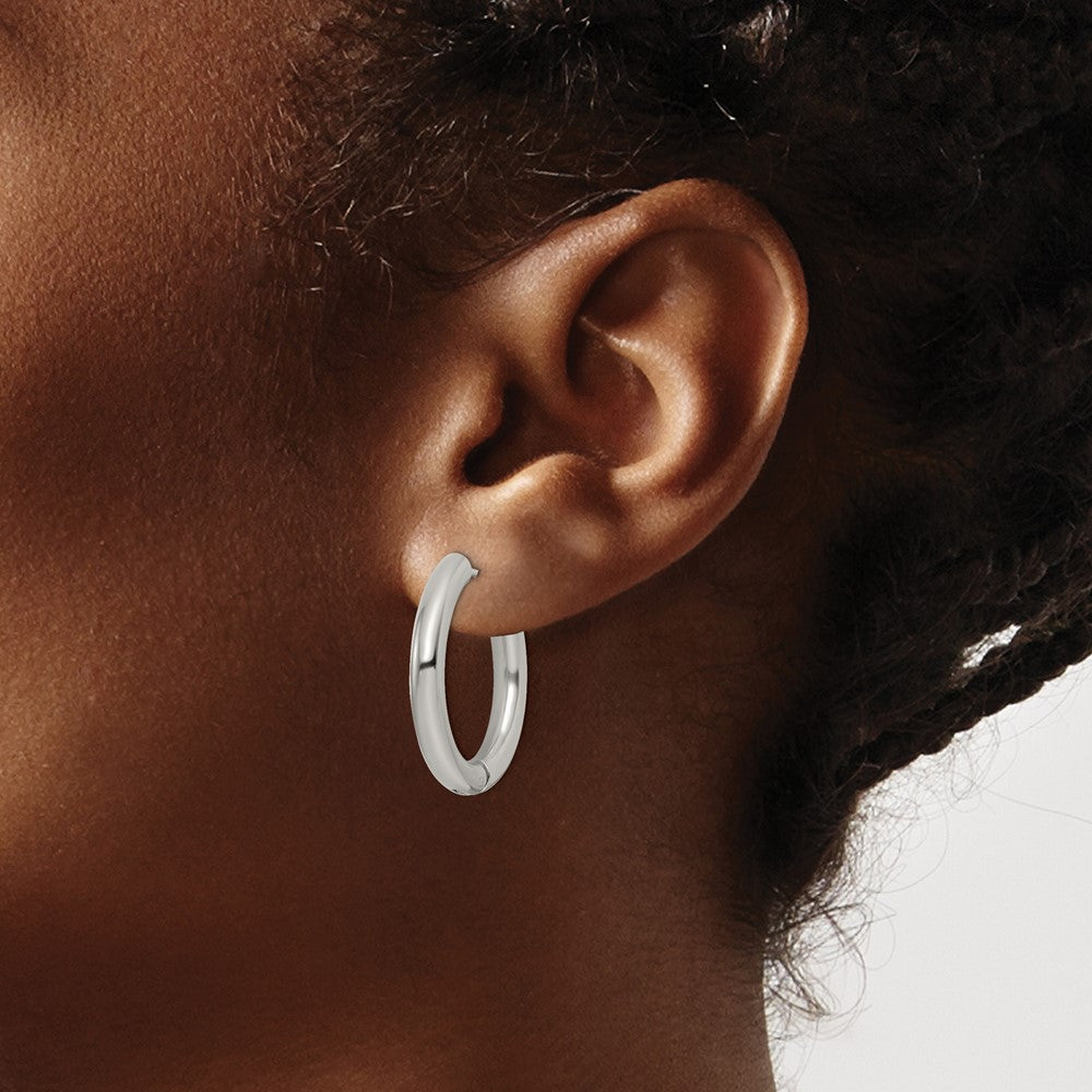 Stainless Steel Polished 4mm Hinged Hoop Earrings