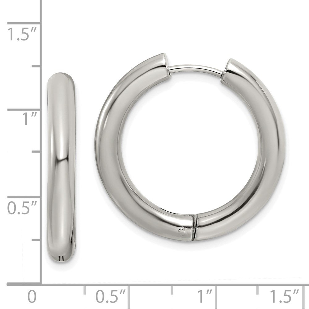 Stainless Steel Polished 4mm Hinged Hoop Earrings