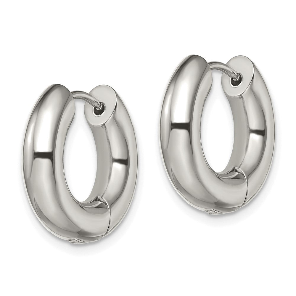 Stainless Steel Polished 5mm Hinged Hoop Earrings