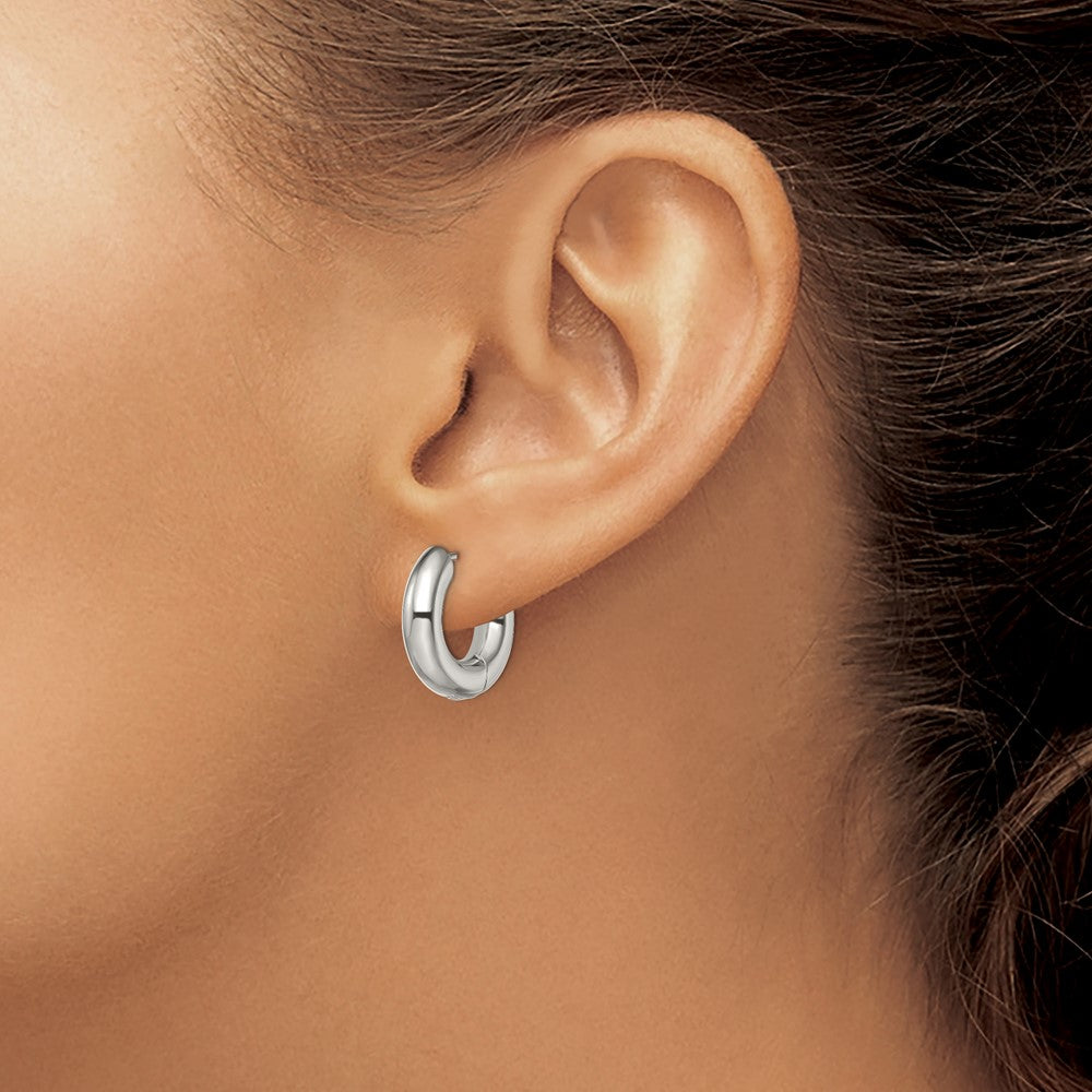 Stainless Steel Polished 5mm Hinged Hoop Earrings