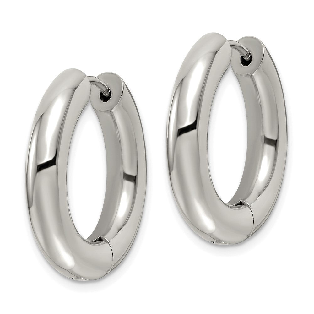 Stainless Steel Polished 5mm Hinged Hoop Earrings