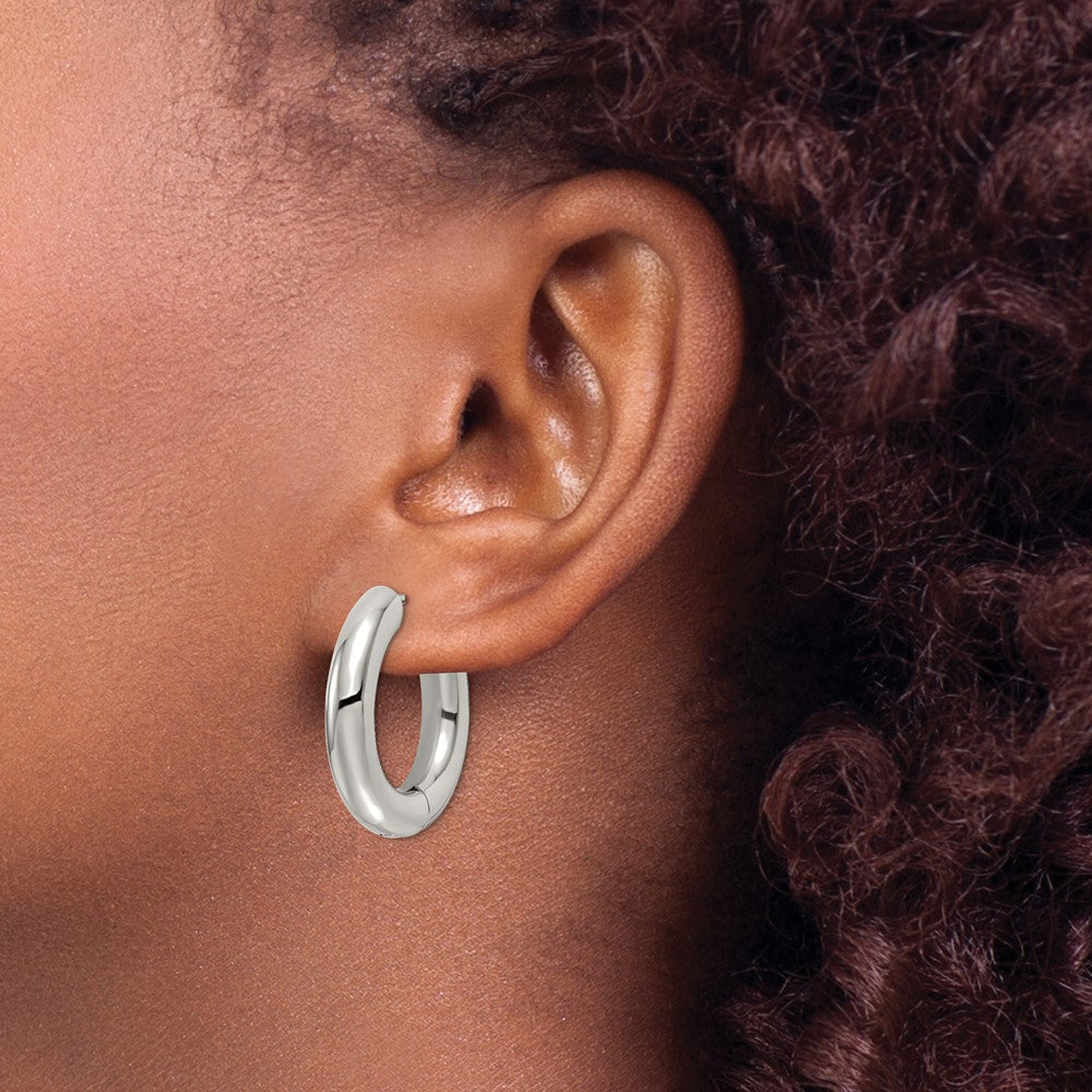 Stainless Steel Polished 5mm Hinged Hoop Earrings